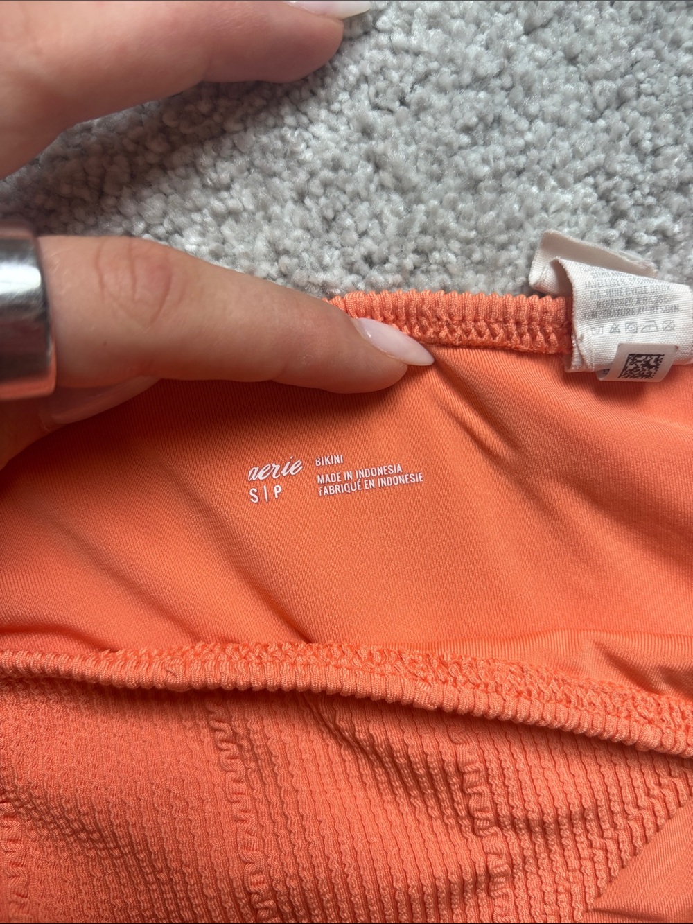 Arie Orange Textured Ribbed Bikini Set - Picture 3 of 4